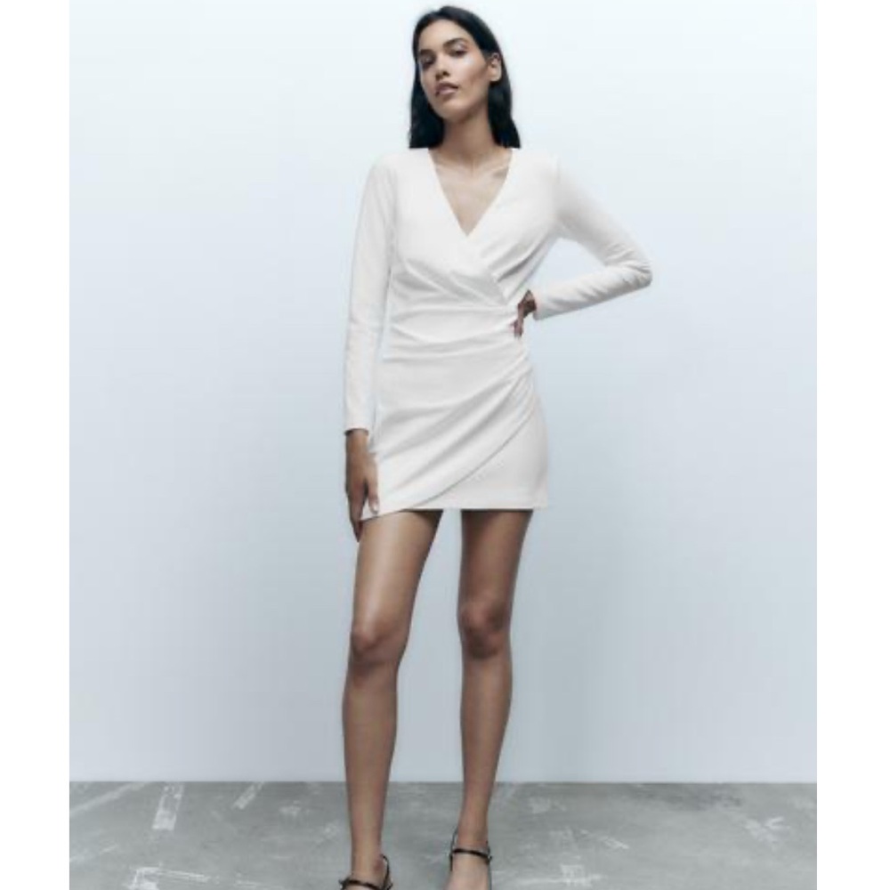 ZARA IVORY DRAPED DRESS